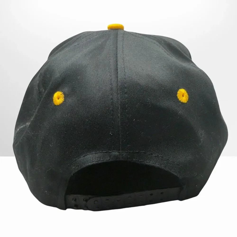 Vintage Authentic Caterpillar Machines Snapback Hat Black Yellow Tonkin Cap
